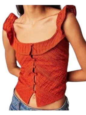 Free People Riviera Lace Tank, M, Rust, NWOT
